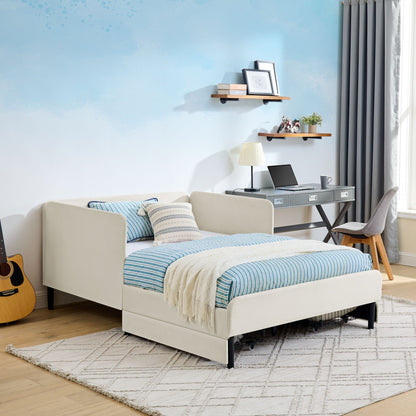 Upholstered Platform Sofa Bed with Drawers