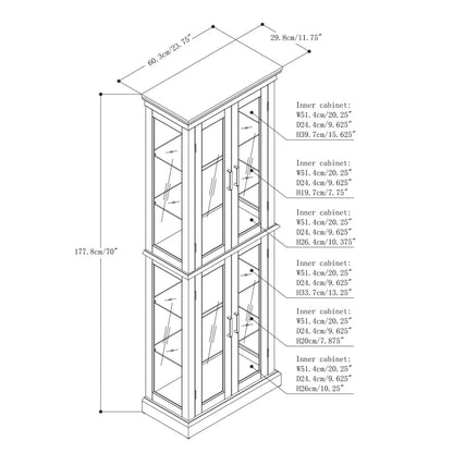 Lighted Curio Cabinet with Tempered Glass Shelves