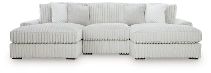 Stupendous three-piece stationary sectional by Unique Piece Furniture gray ribbed fabric on Tampa Home & Garden Store
