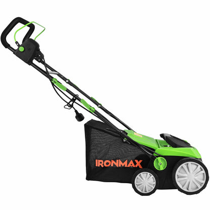 Escarificador eléctrico de 15 pulgadas y 13 amperios con bolsa recolectora y cuchillas extraíbles - Verde
