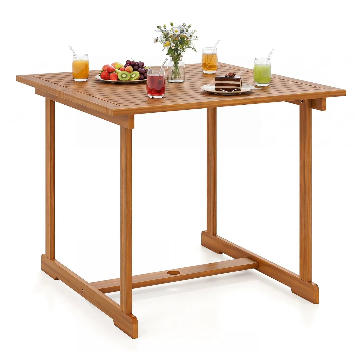 Acacia Wood Outdoor Table with Umbrella Hole