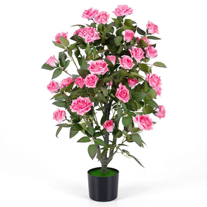 Artificial Rose Tree With Blooming Flowers in Pot