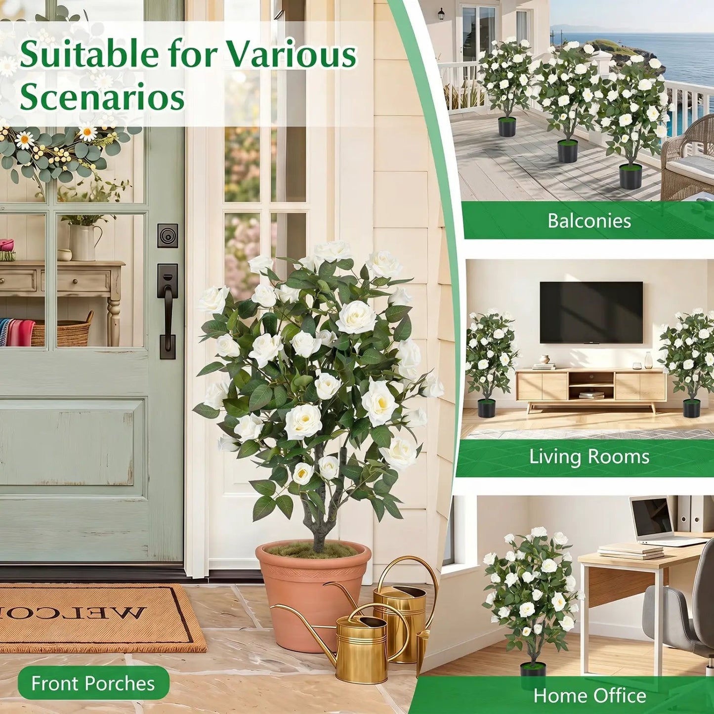 Artificial Rose Tree With Blooming Flowers in Pot