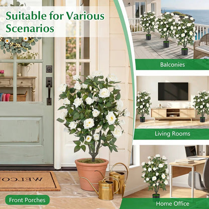 Artificial Rose Tree With Blooming Flowers in Pot