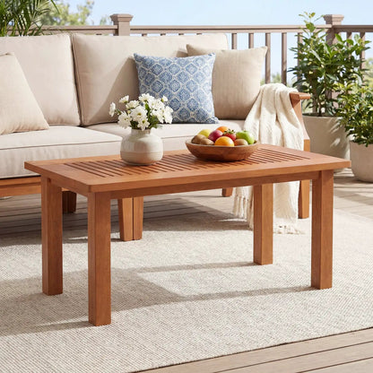 Rectangular Outdoor Coffee Table with Slatted Top