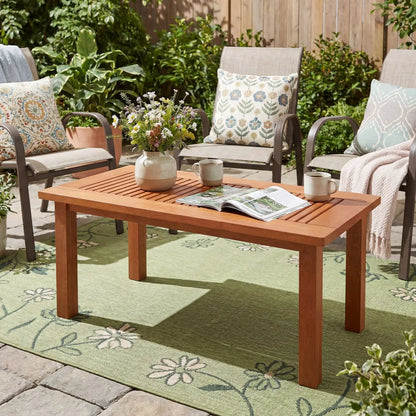Rectangular Outdoor Coffee Table with Slatted Top