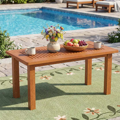Rectangular Outdoor Coffee Table with Slatted Top