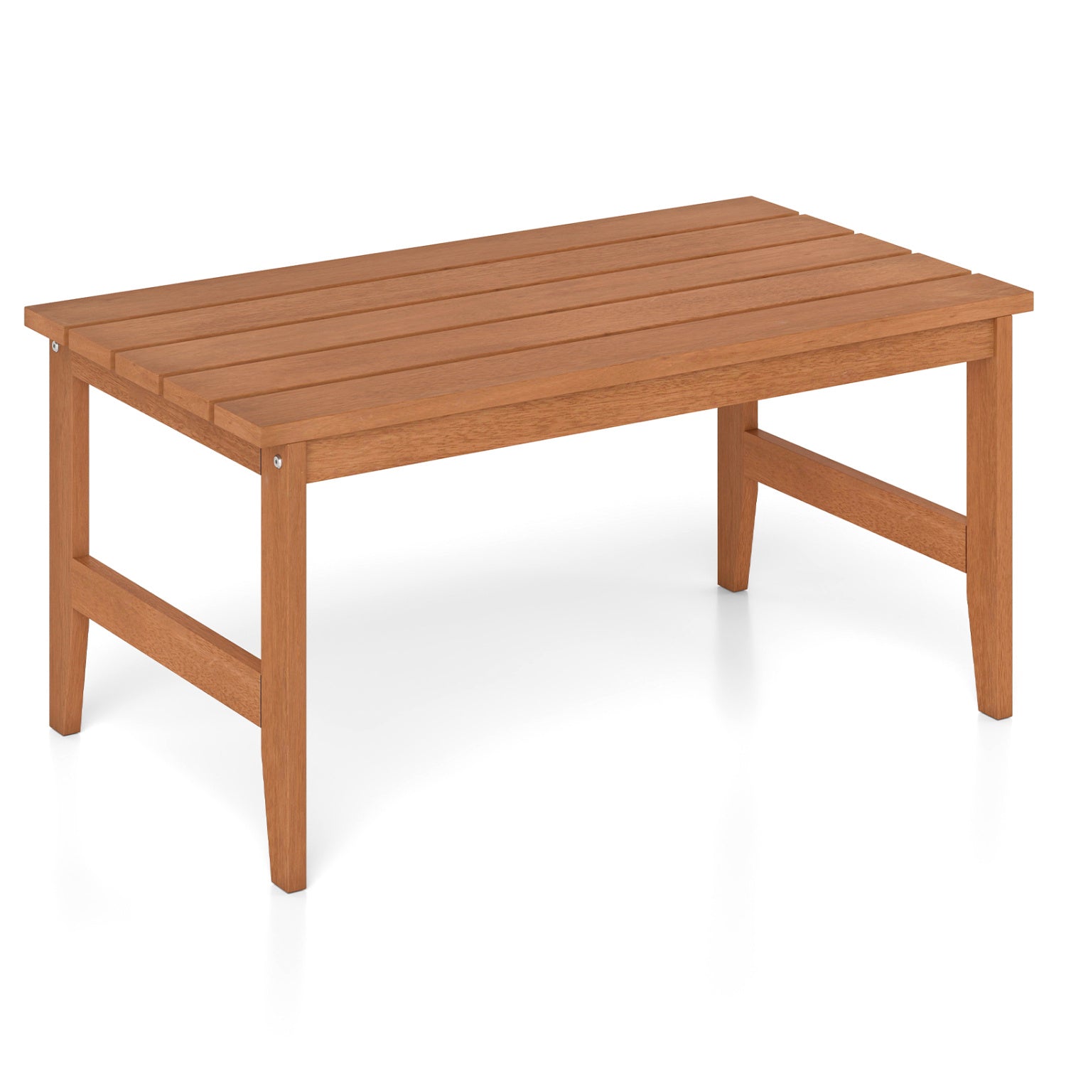 Rectangular teak wood outdoor coffee table with slatted top, 35.5in long on Tampa Home & Garden Store