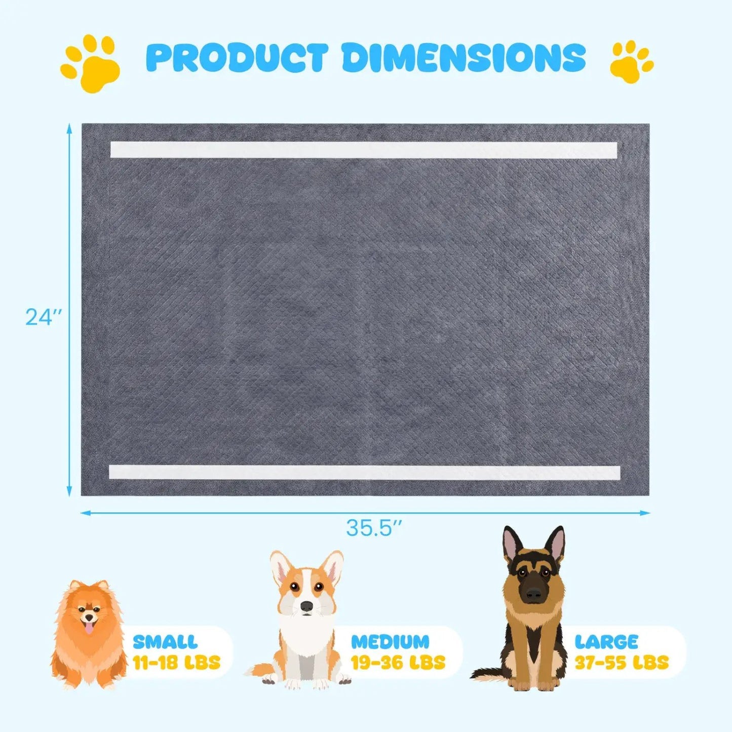 Charcoal 6 Layer Dog Pee Pads for All Sizes