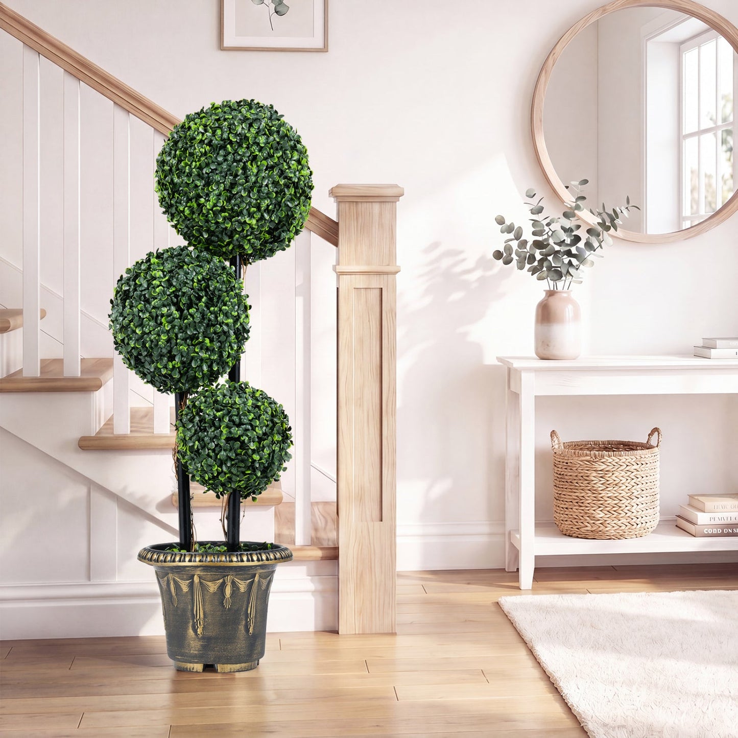 29 Inches Boxwood Topiary Tree with Triple Balls