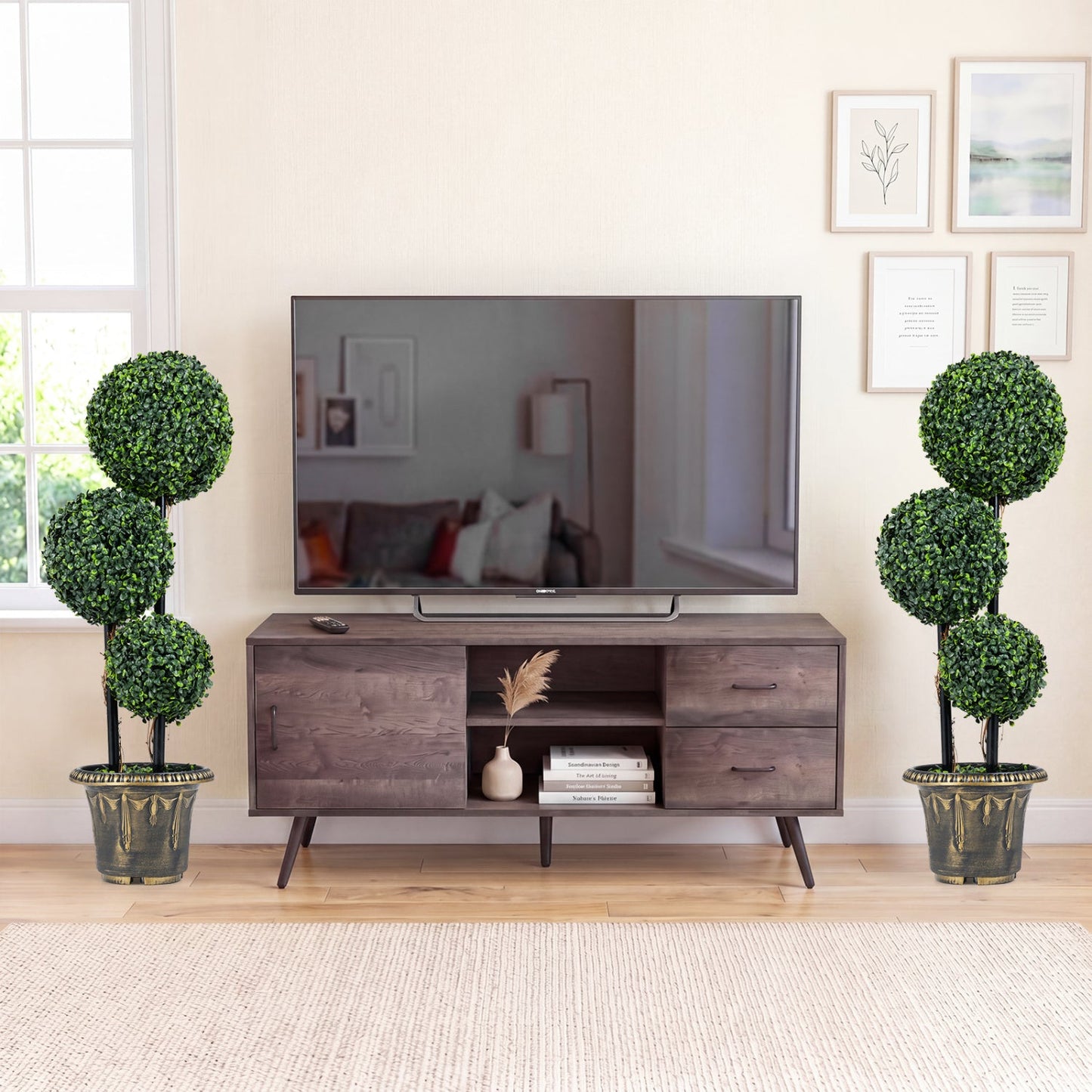 29 Inches Boxwood Topiary Tree with Triple Balls