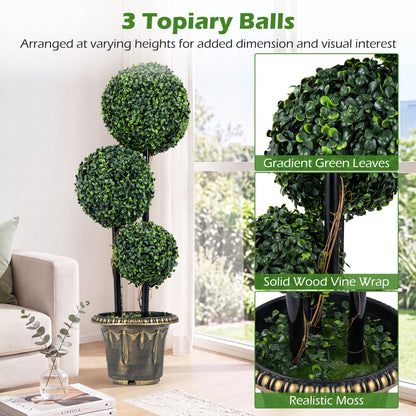 29 Inches Boxwood Topiary Tree with Triple Balls