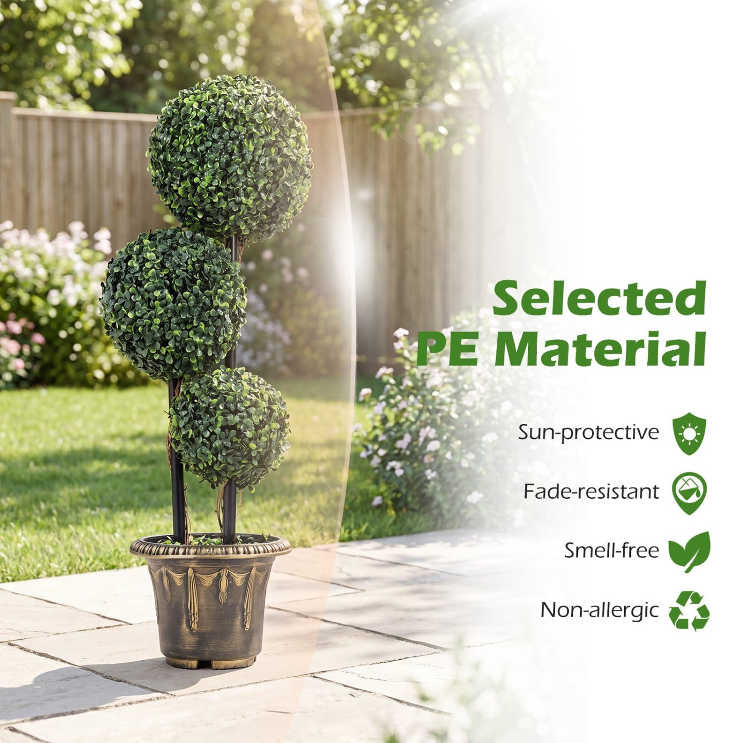 29 Inches Boxwood Topiary Tree with Triple Balls