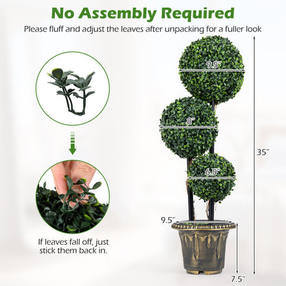 29 Inches Boxwood Topiary Tree with Triple Balls