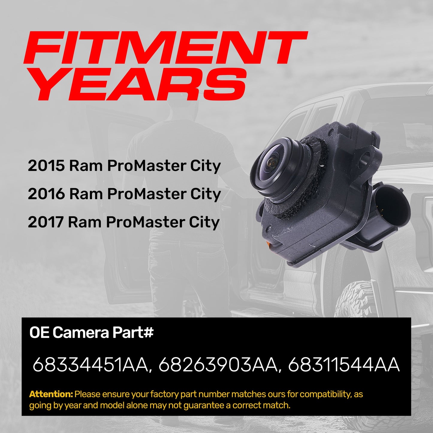 Ram ProMaster City backup camera by Master Tailgaters, 2015-2017 OEM replacement on Tampa Home & Garden Store