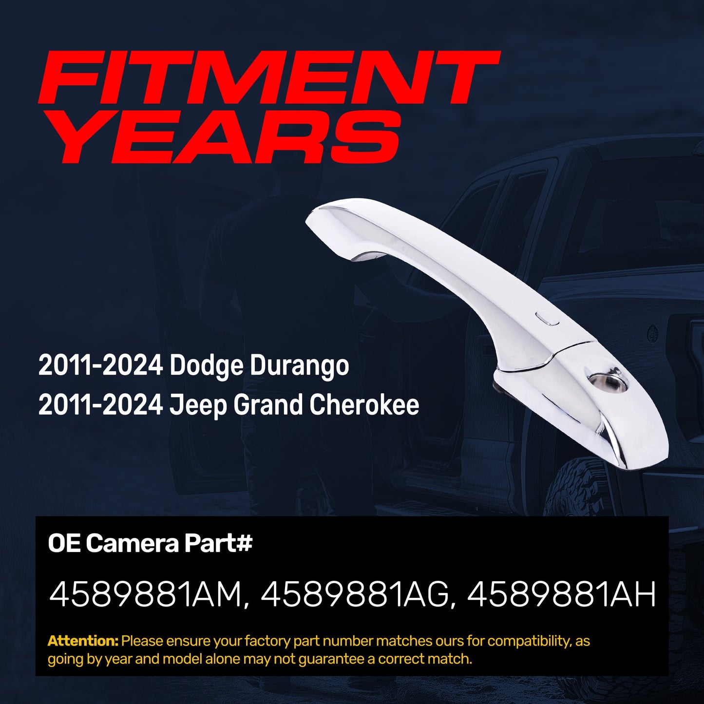 Front-left chrome exterior door handle replacement for 2011–2024 Durango & Grand Cherokee on Tampa Home & Garden Store