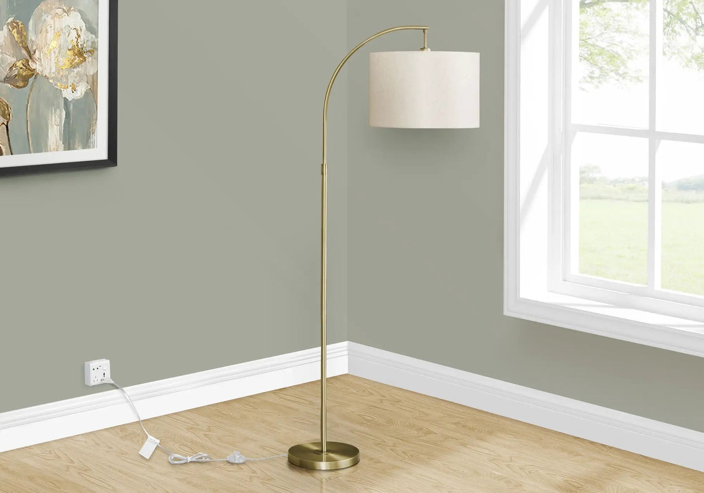 Contemporary Arc Floor Lamp With Drum Shade