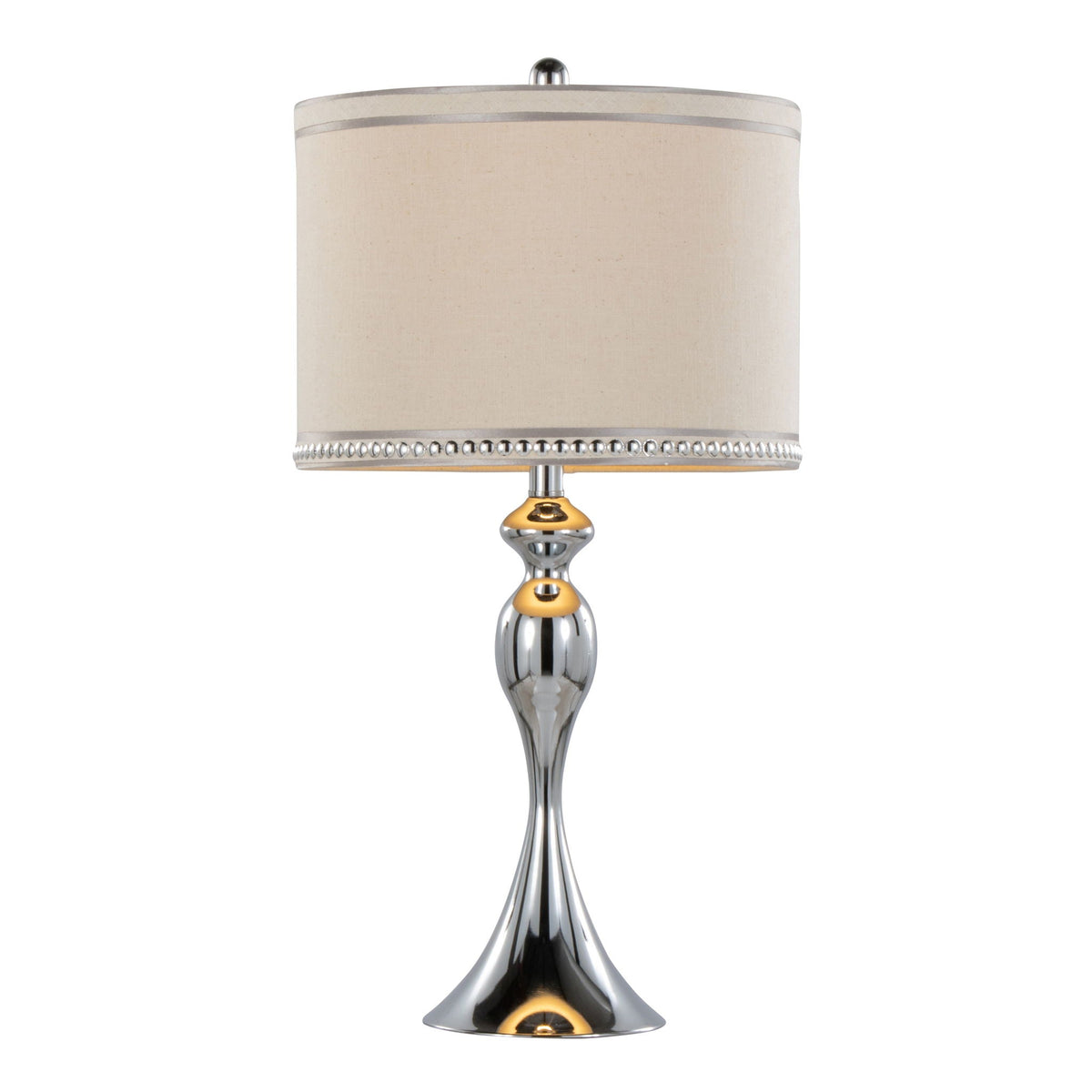 Ashland Contemporary Table Lamp Set with Trim polished chrome and cream shade HouseOfZazla on Tampa Home & Garden Store