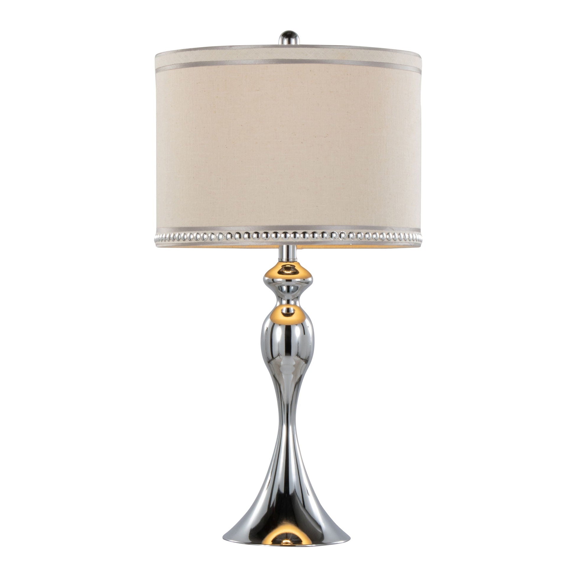 Ashland Contemporary Table Lamp Set with Trim polished chrome and cream shade HouseOfZazla on Tampa Home & Garden Store