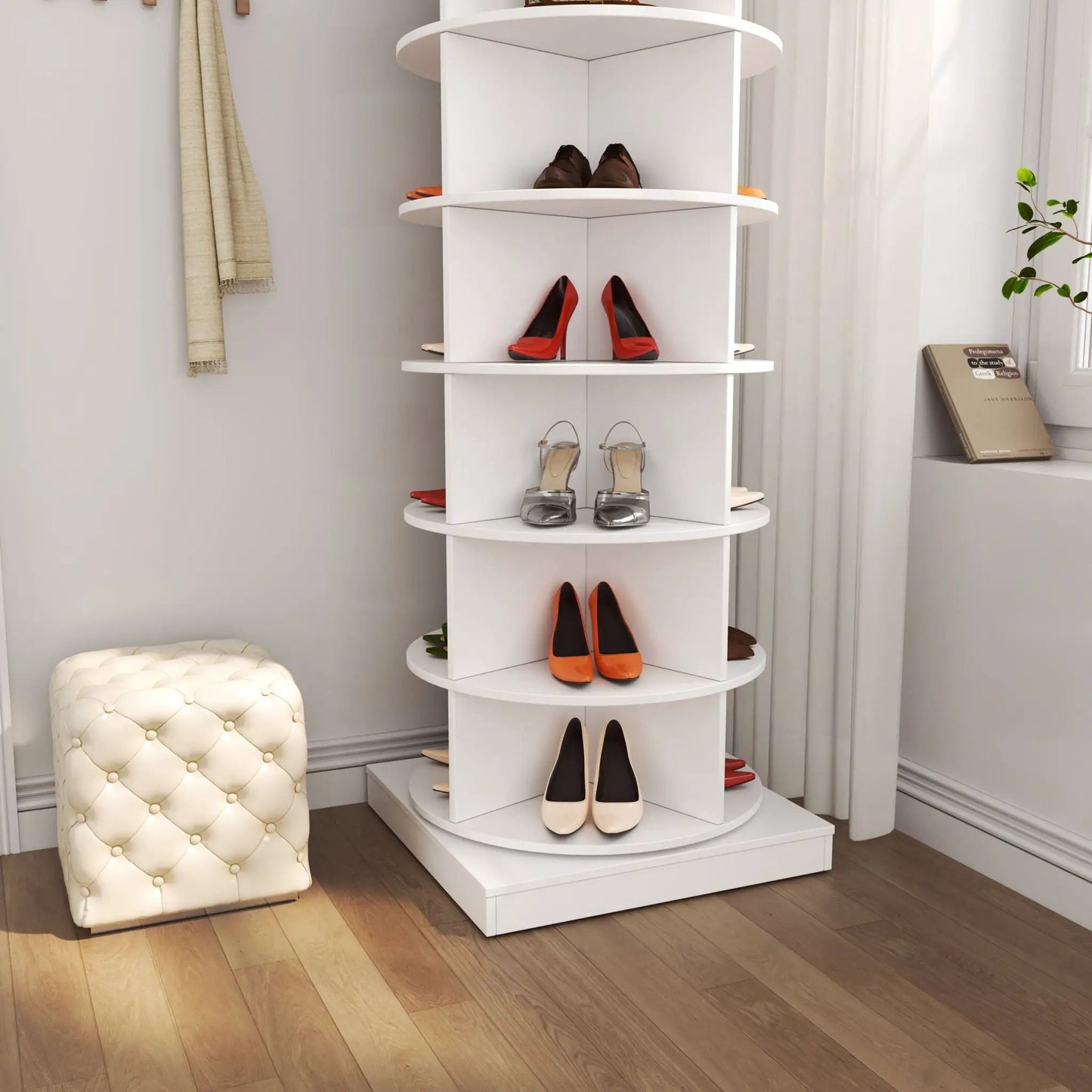 360 Rotating Shoe Cabinet 6 Layers white circular shoe rack by Unique Piece Furniture on Tampa Home & Garden Store