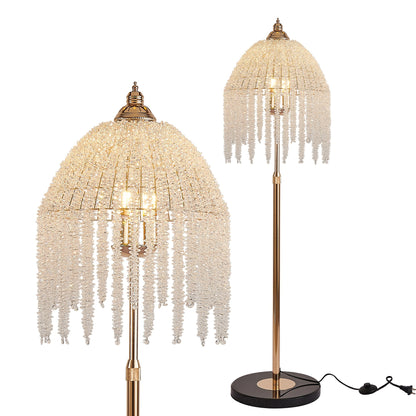 3-Light Elegant Crystal Floor Lamp Vintage Waterfall by HouseOfZazla with gold-tone metal on Tampa Home & Garden Store