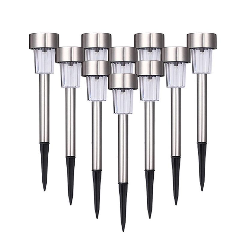 Stevvex stainless steel solar LED landscape stake lights, 9-pack for yard pathway on Tampa Home & Garden Store