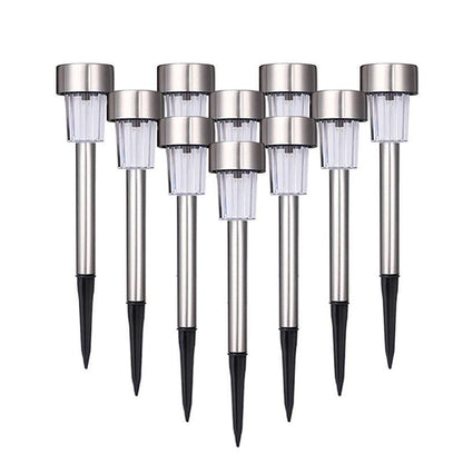 Stevvex stainless steel solar LED landscape stake lights, 9-pack for yard pathway on Tampa Home & Garden Store