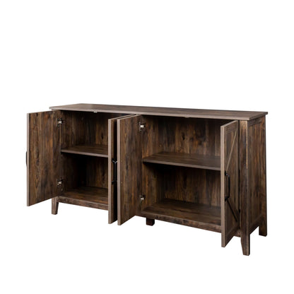 HouseOfZazla dark wood freestanding sideboard with 4 doors and 4 open shelves on Tampa Home & Garden Store