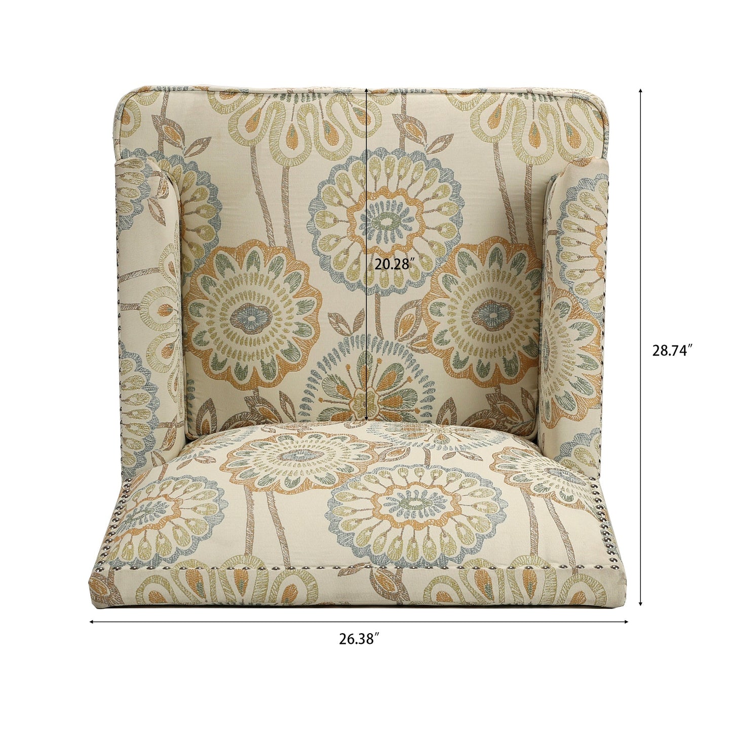 Accent Chairs For Living Room by HouseOfZazla with beige floral fabric upholstery on Tampa Home & Garden Store