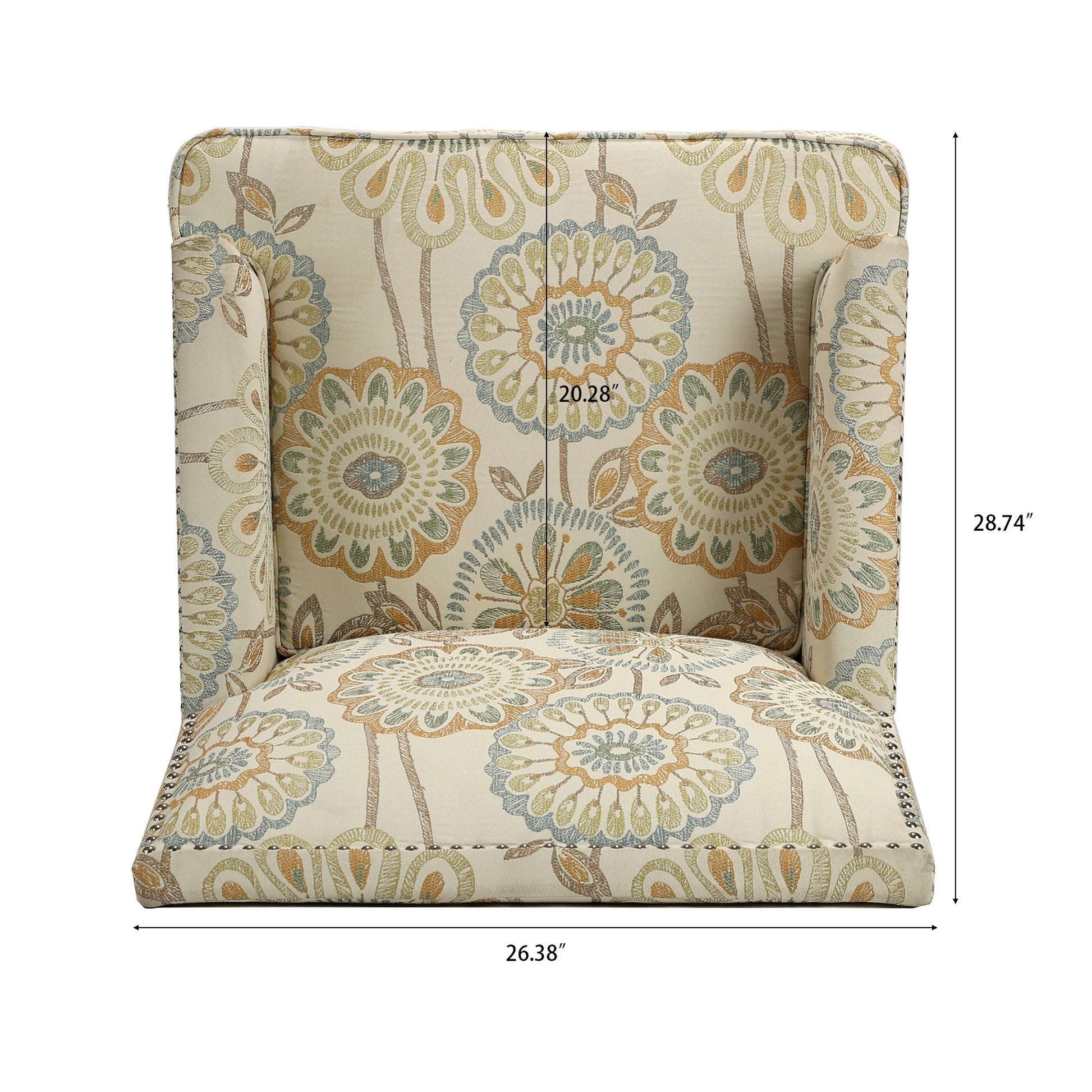 Accent Chairs For Living Room by HouseOfZazla with beige floral fabric upholstery on Tampa Home & Garden Store