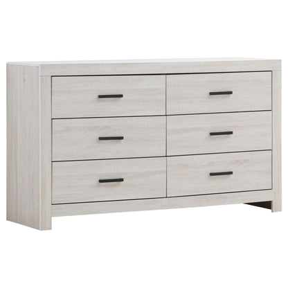 Geary dresser in light gray oak finish with black bar pulls on Tampa Home & Garden Store