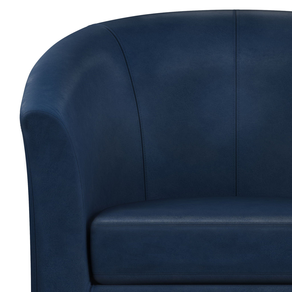 Transitional tub chair navy blue faux leather with curved arms and solid legs HouseOfZazla on Tampa Home & Garden Store