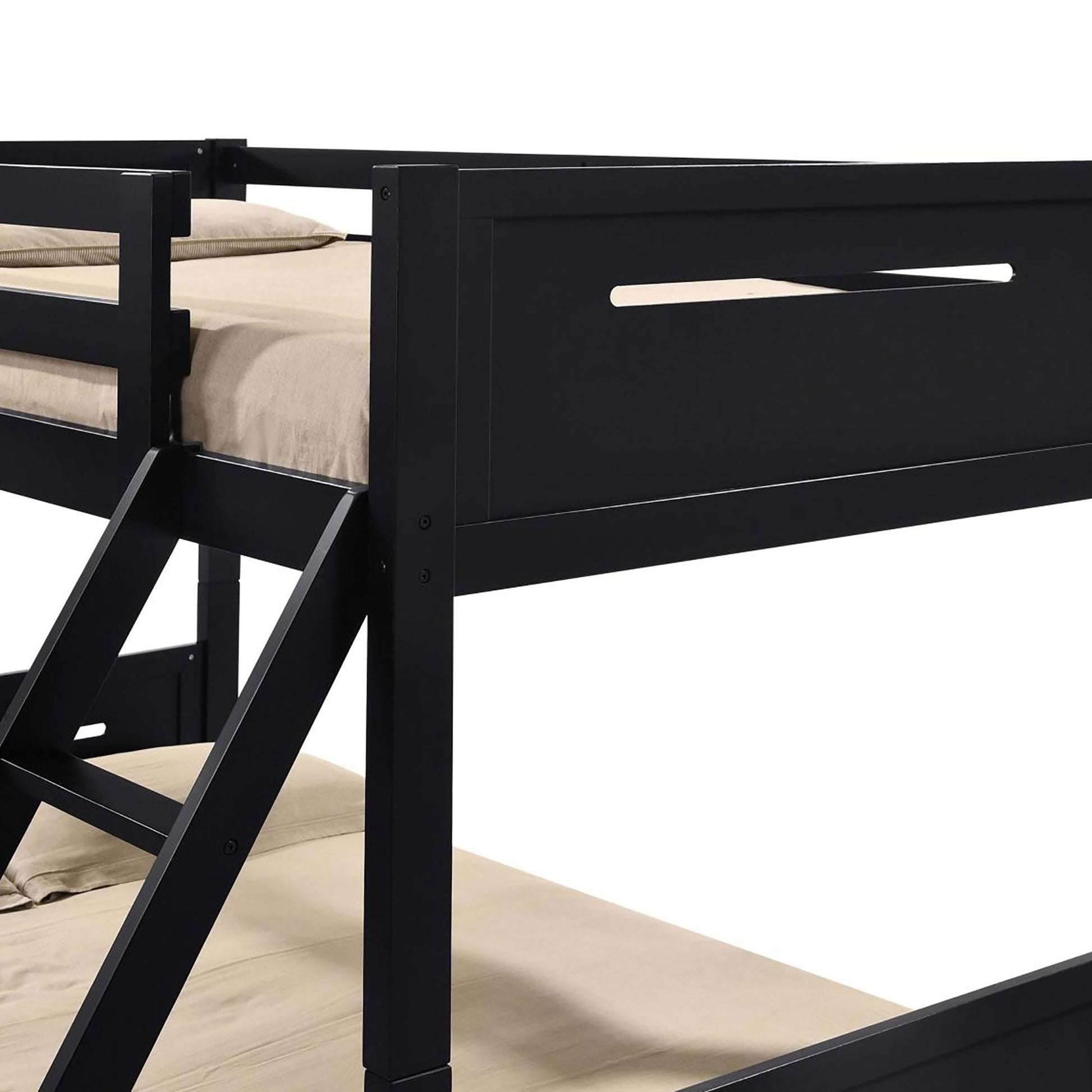 HouseOfZazla bunk bed with built-in ladder and angled access steps in black finish on Tampa Home & Garden Store