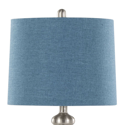 Ashland Lamp set of 2 with blue linen shade and brushed nickel base by HouseOfZazla on Tampa Home & Garden Store