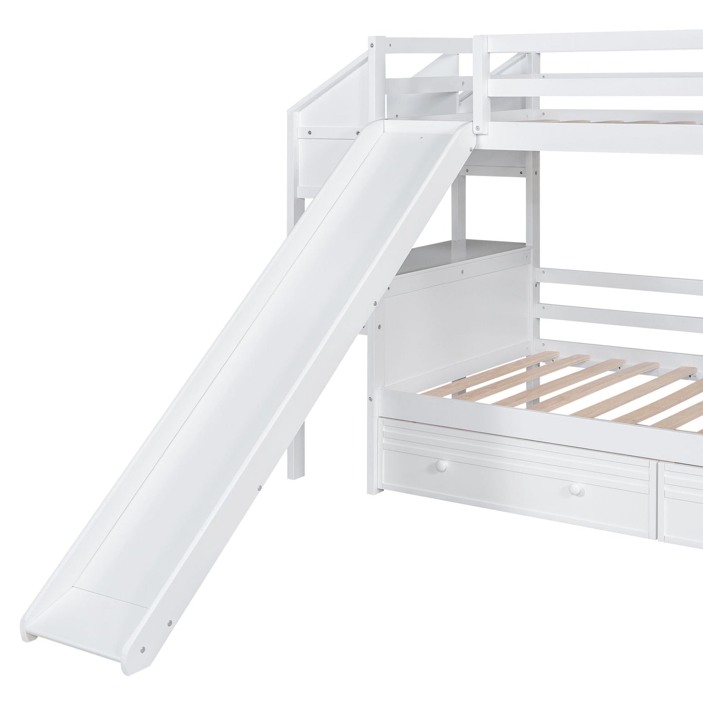 Bunk bed with storage staircase, slide and drawers in white by HouseOfZazla on Tampa Home & Garden Store