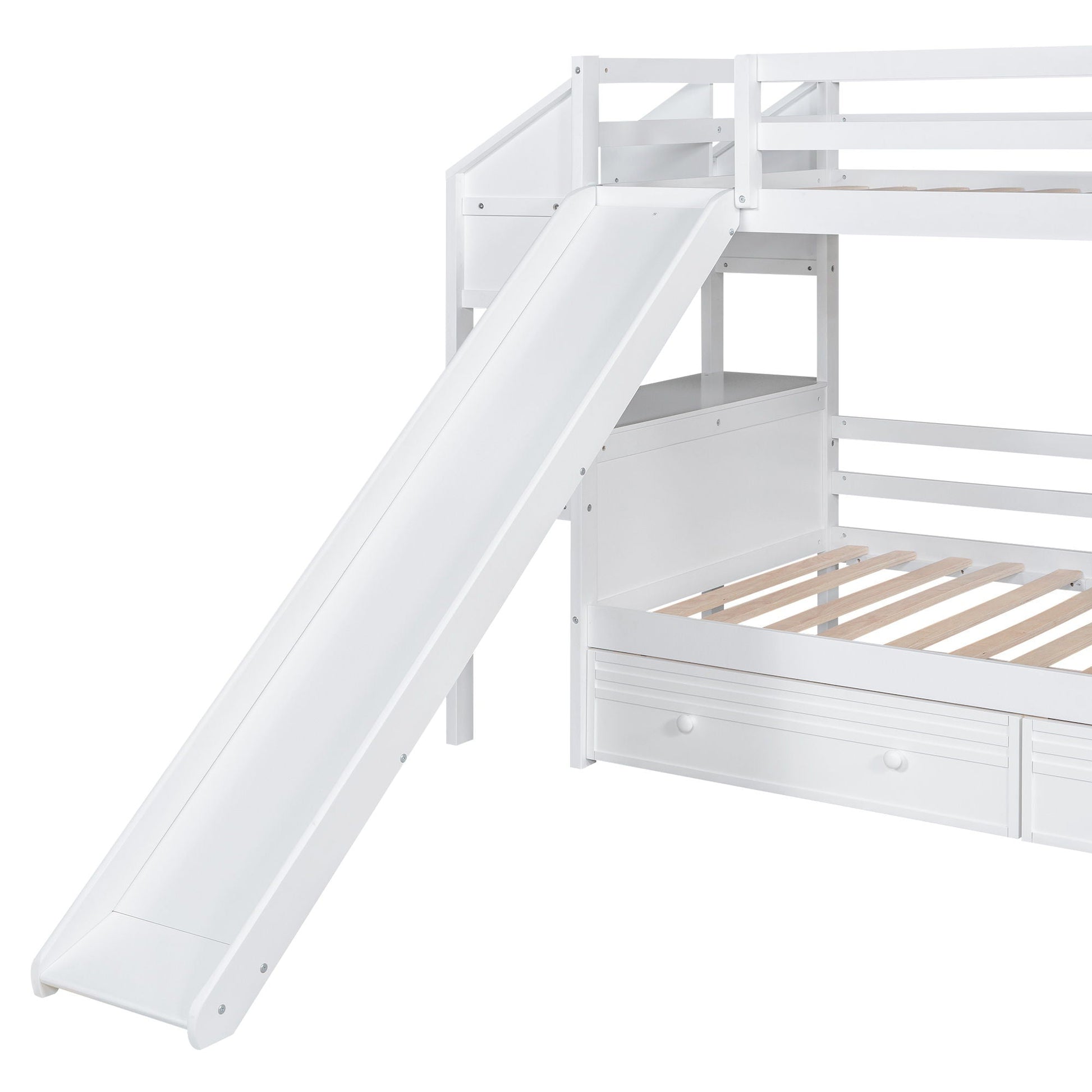 Bunk bed with storage staircase, slide and drawers in white by HouseOfZazla on Tampa Home & Garden Store
