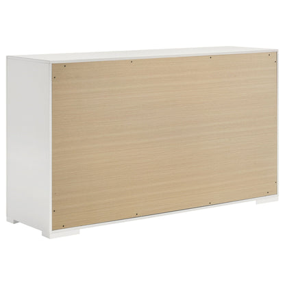 Pierce 4 Piece Bedroom Set white frame with natural woodgrain panels on Tampa Home & Garden Store