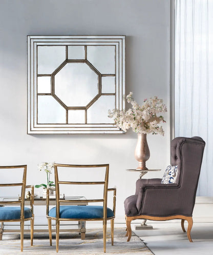 Antique style square wall mirror with silver mirrored frame by Unique Piece Furniture on Tampa Home & Garden Store