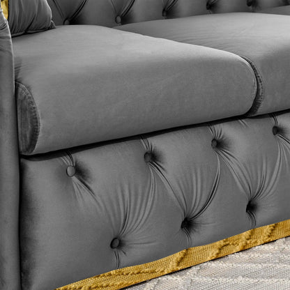 Button Tufted Chesterfield Sofa With 2 Pillows