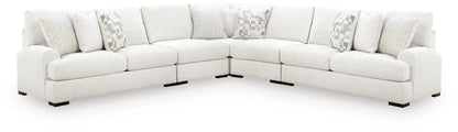 Misty-Lakes - Sectional beige fabric, L-shaped stationary sofa with decorative pillows on Tampa Home & Garden Store