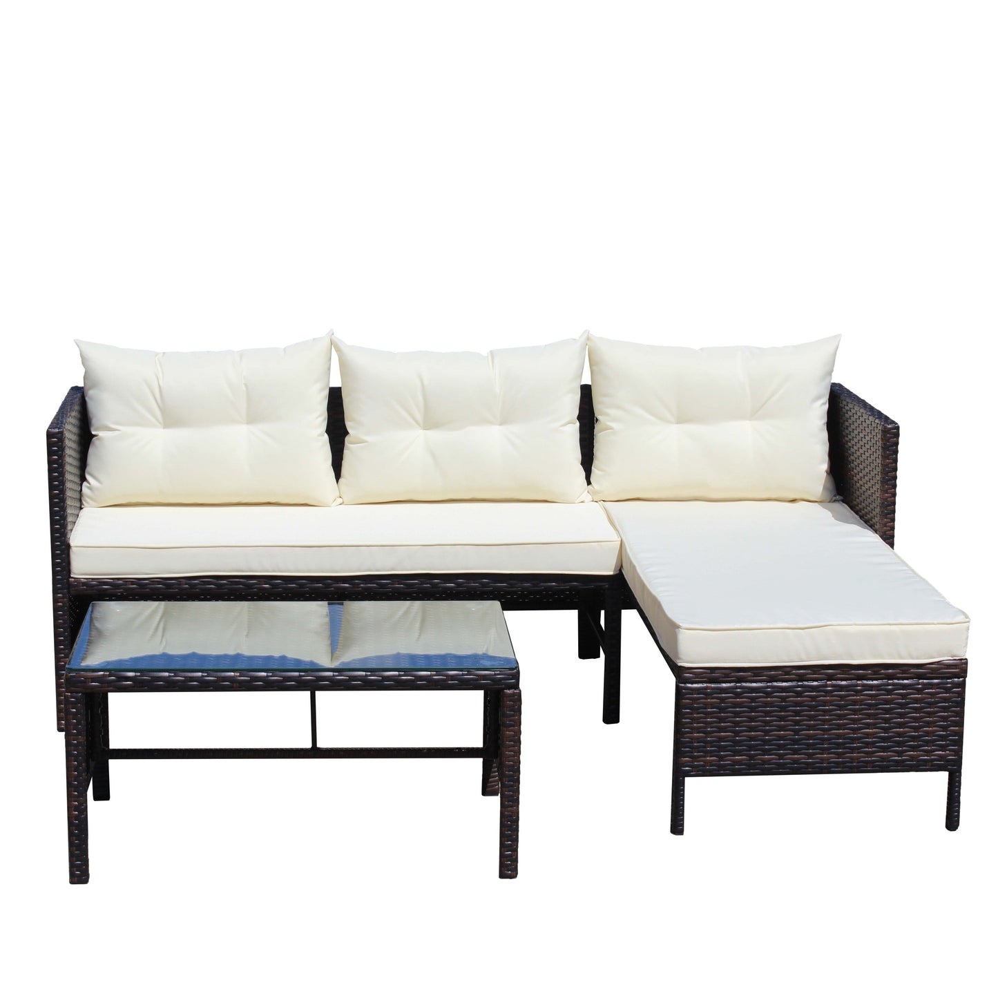 3 Piece Outdoor Wicker and Rattan Patio Set