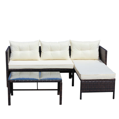 3 Piece Outdoor Wicker and Rattan Patio Set