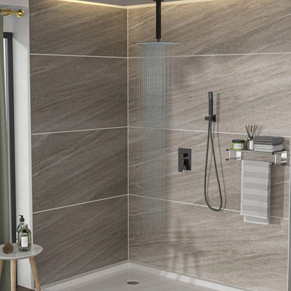 Gray dual shower head ceiling-mount system with rainfall and handheld showers on Tampa Home & Garden Store