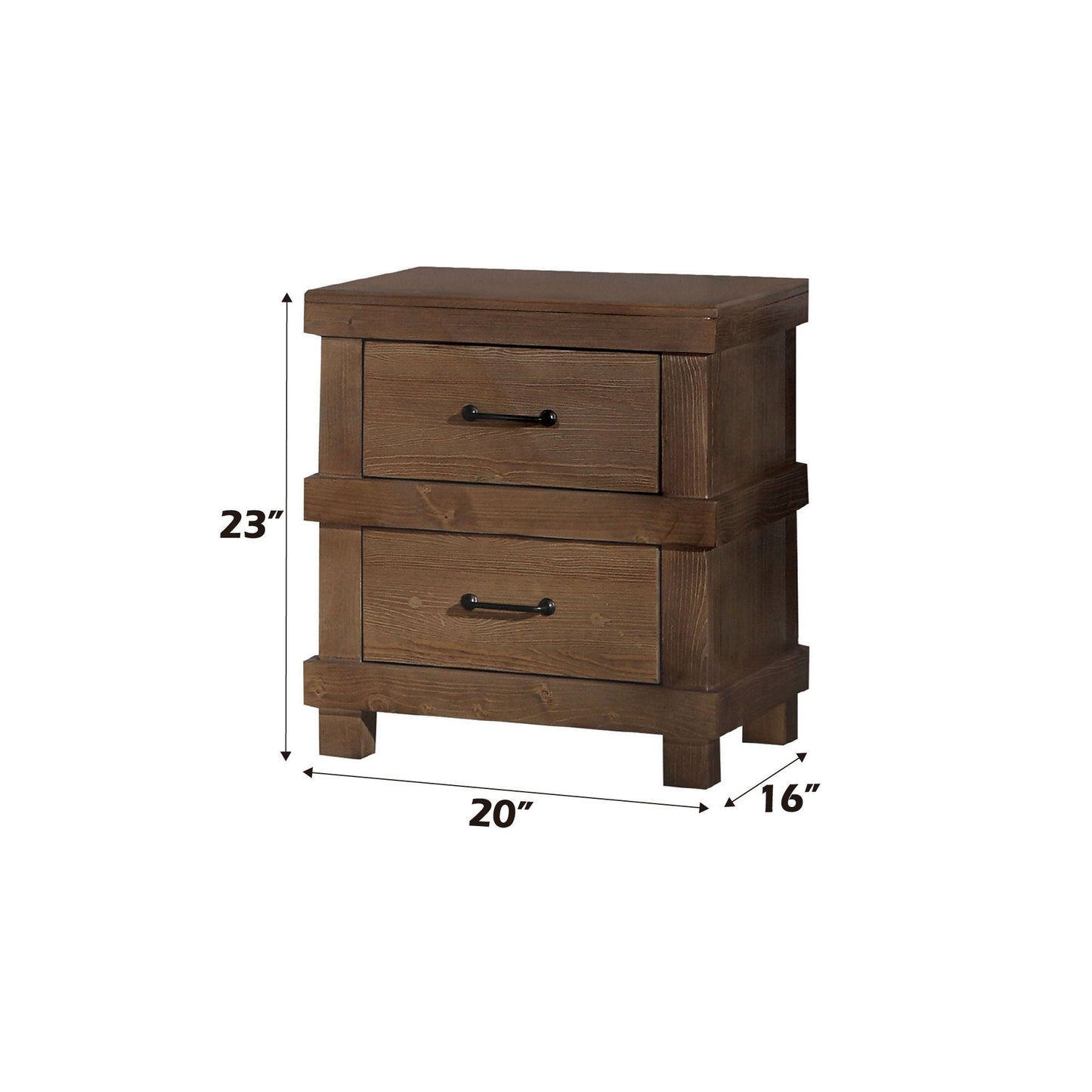 Adams Antique Nightstand Oak rustic 3-drawer table with black metal pulls HouseOfZazla on Tampa Home & Garden Store