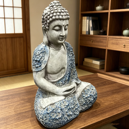 Buddha garden statue 16-inch weatherproof resin gray stone finish HouseOfZazla on Tampa Home & Garden Store