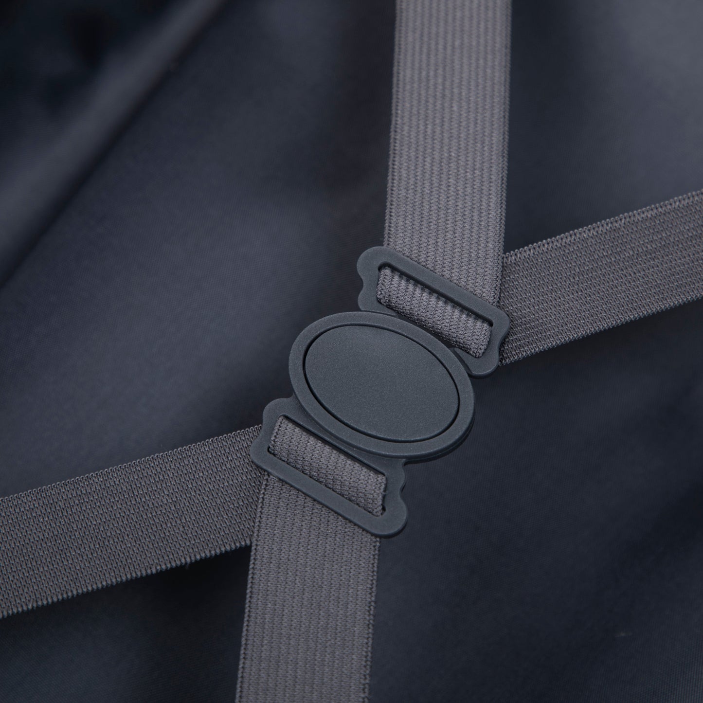 14' & 20' ABS Spinner Wheel Luggage Set closeup on dark navy fabric with gray webbing by HouseOfZazla on Tampa Home & Garden Store