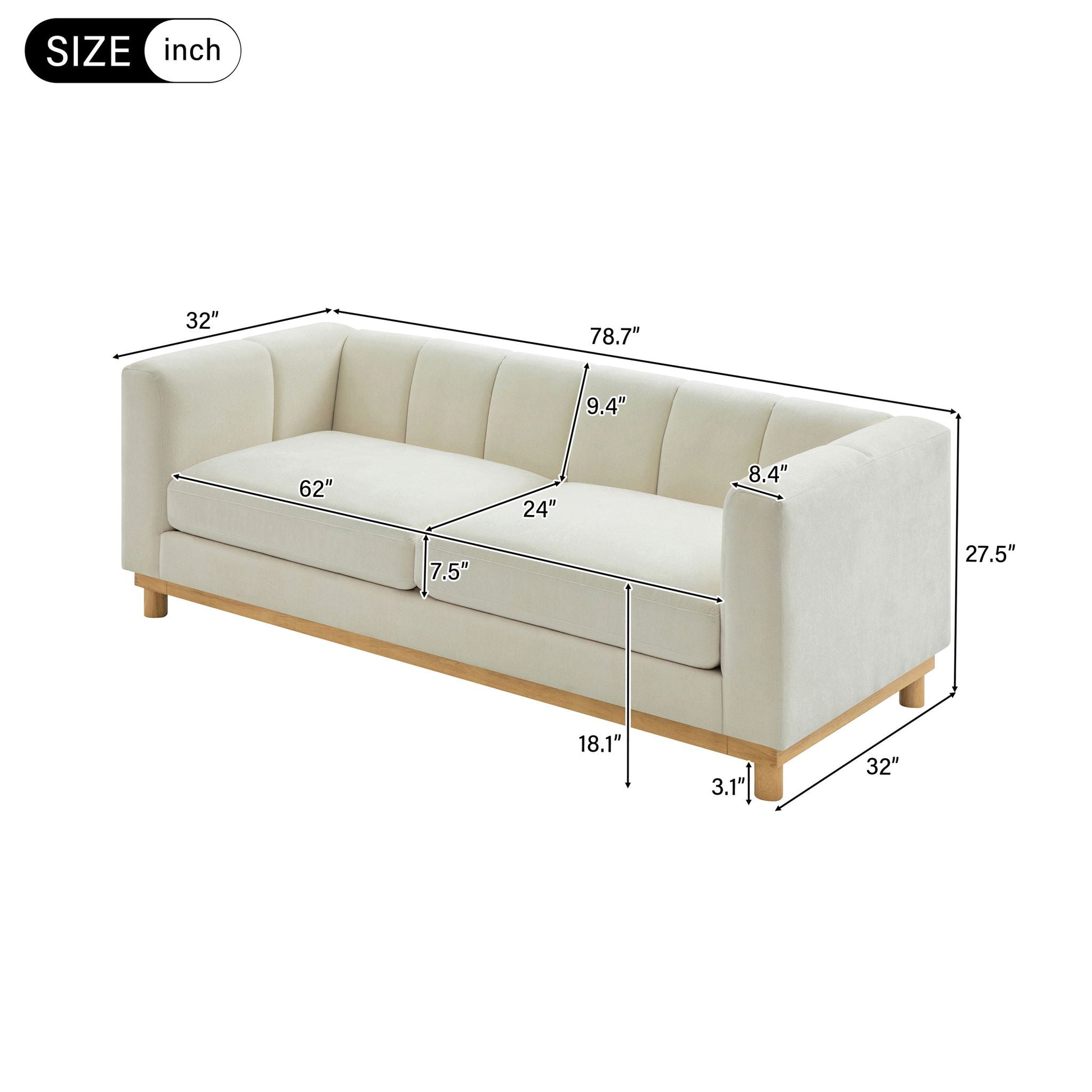 Soft Loveseat Sofa beige upholstery for living room by HouseOfZazla stationary loveseat on Tampa Home & Garden Store