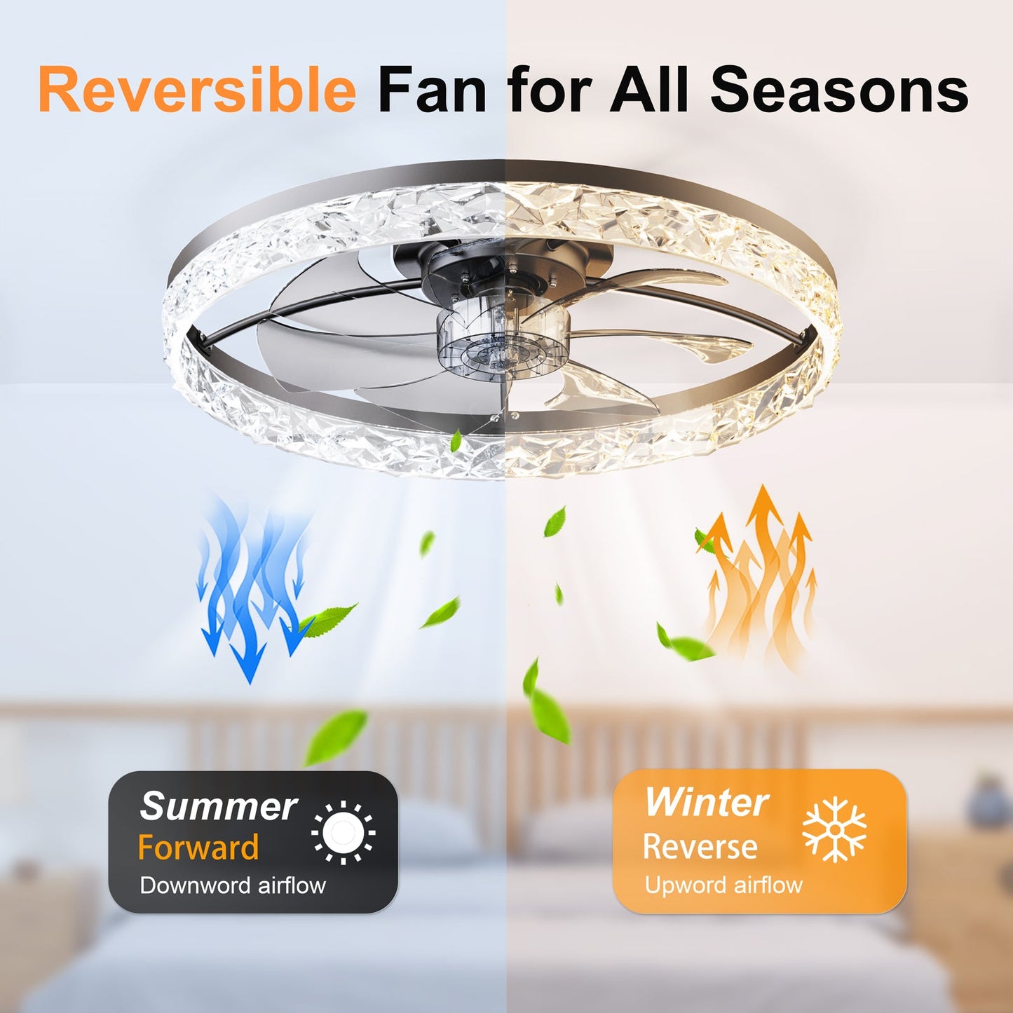 23.6-inch ceiling fan with crystal ring and lights by HouseOfZazla, remote and app control on Tampa Home & Garden Store