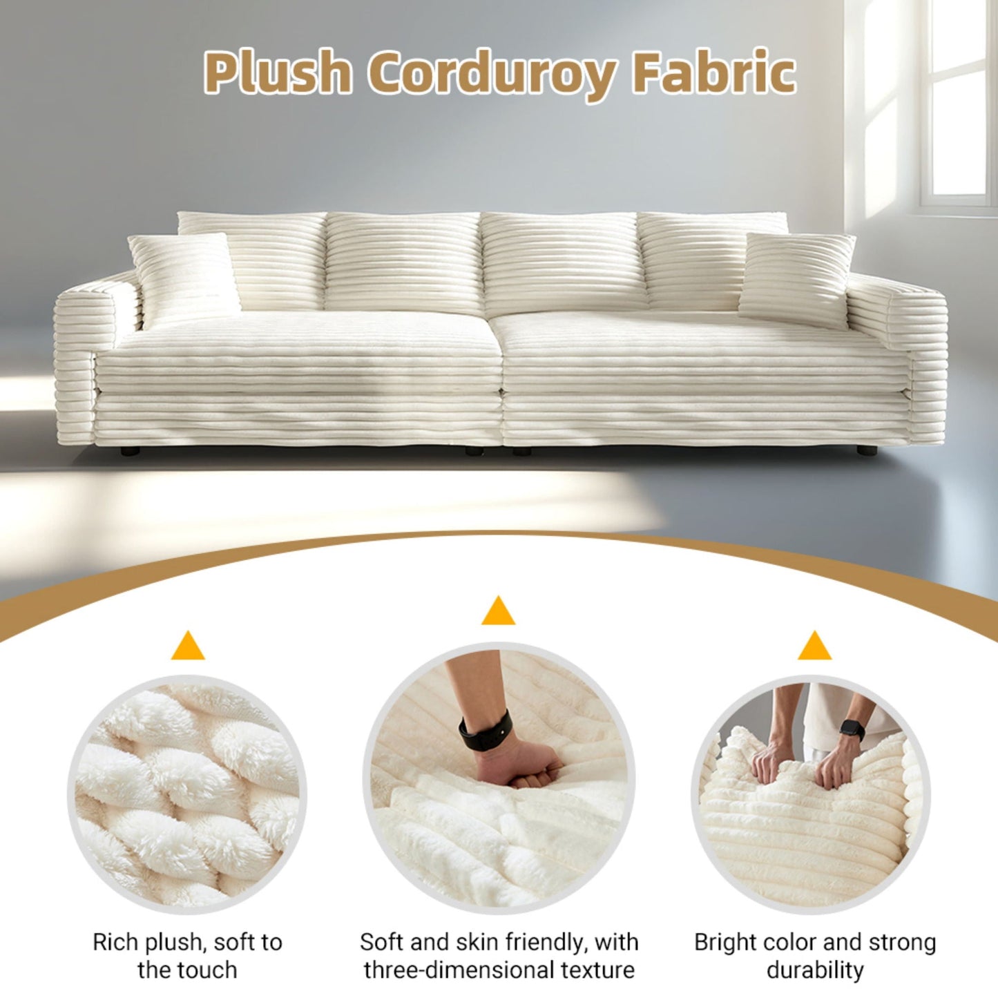Deep Seat Sofa Bed With Ottoman and Soft Pillows