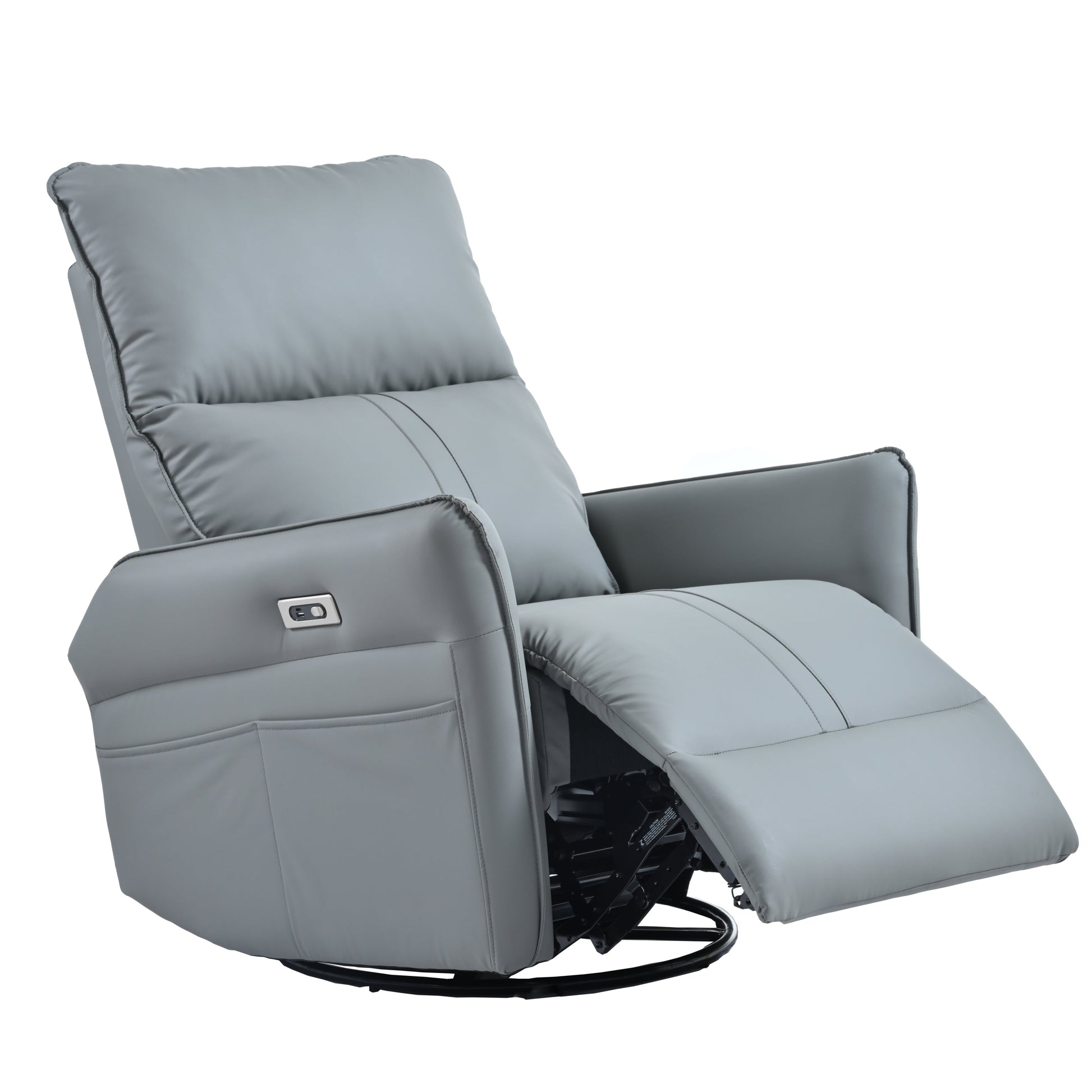 Power swivel rocker recliner chair for adults in gray faux leather by HouseOfZazla on Tampa Home & Garden Store